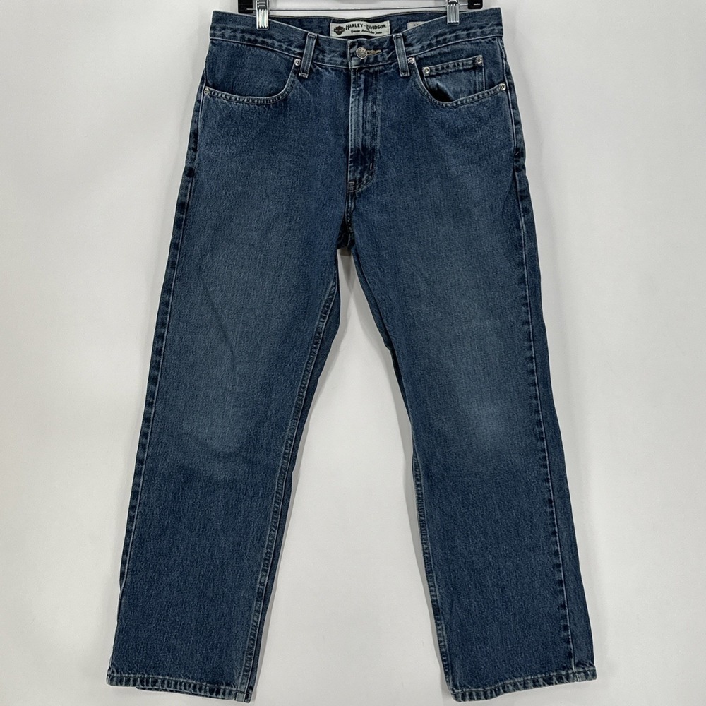 Harley Davidson  Jeans Mens 34x29 Blue Denim Bootcut 100%Cotton Biker Motorcycle